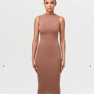 Naked Wardrobe Tan Midi Dress